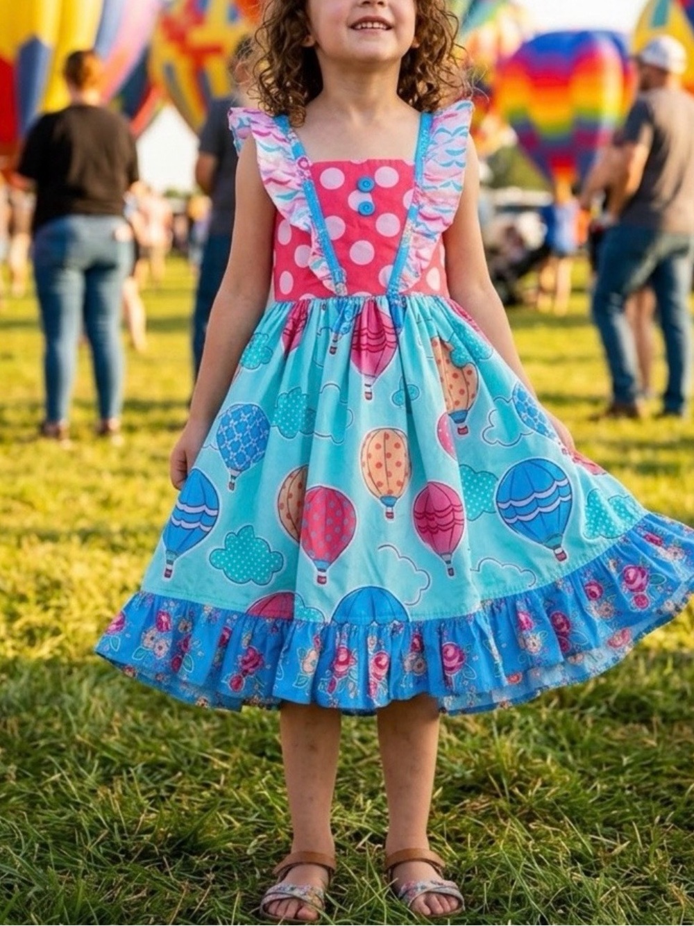 Eleanor Rose Coral & Aqua Ruffle-Trim Sundress